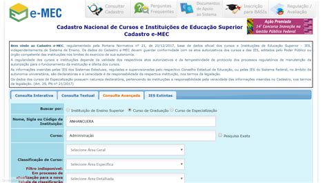 nota anhanguera no mec